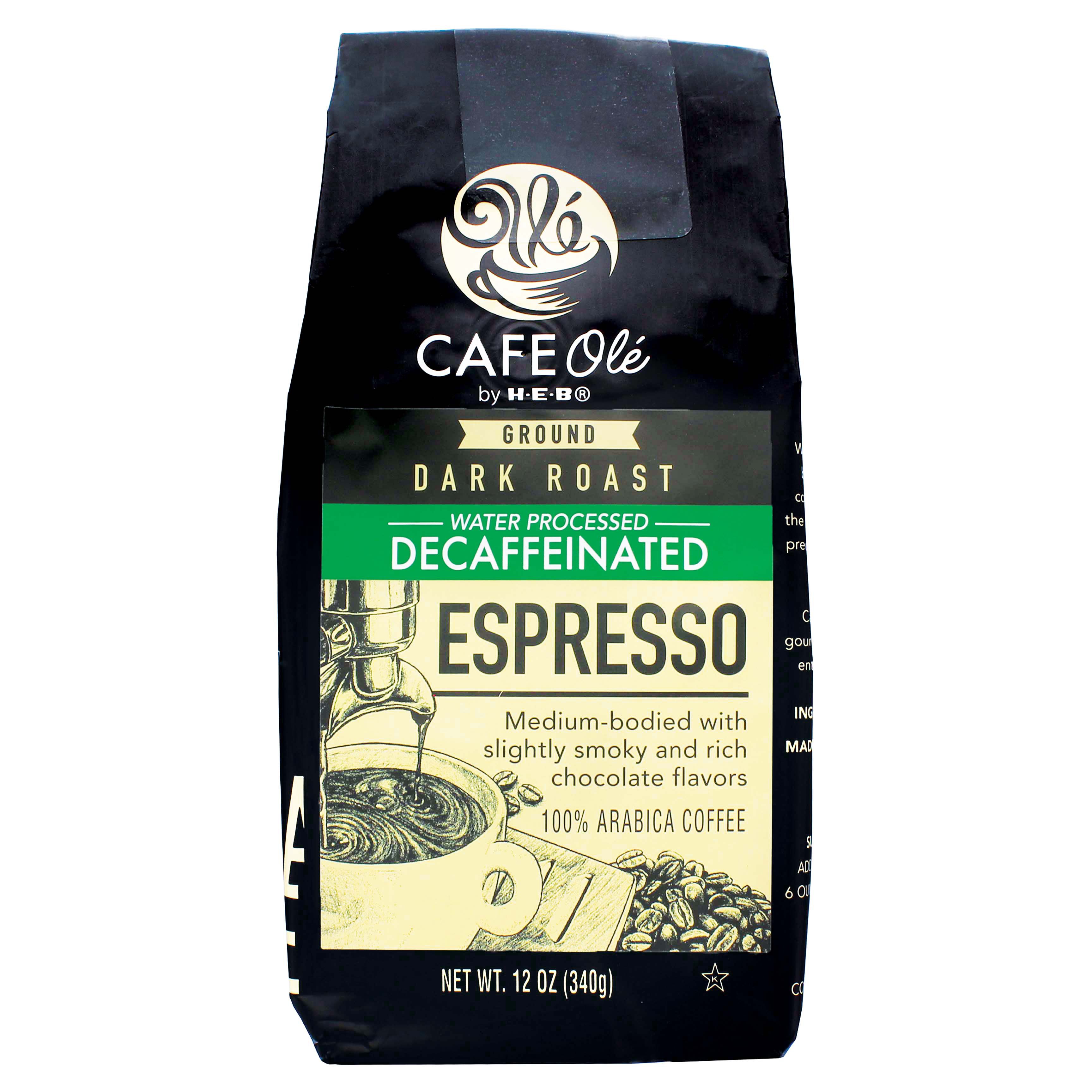 Cafe Ole By H-E-B Espresso Decaf Dark Roast Ground Coffee - Shop Coffee ...