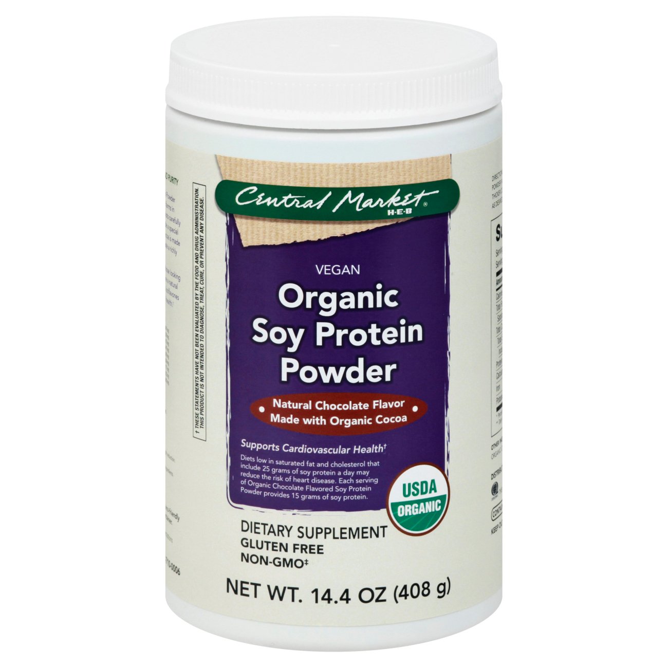 Central Market Vegan Organic Natural Chocolate Flavor Soy Protein