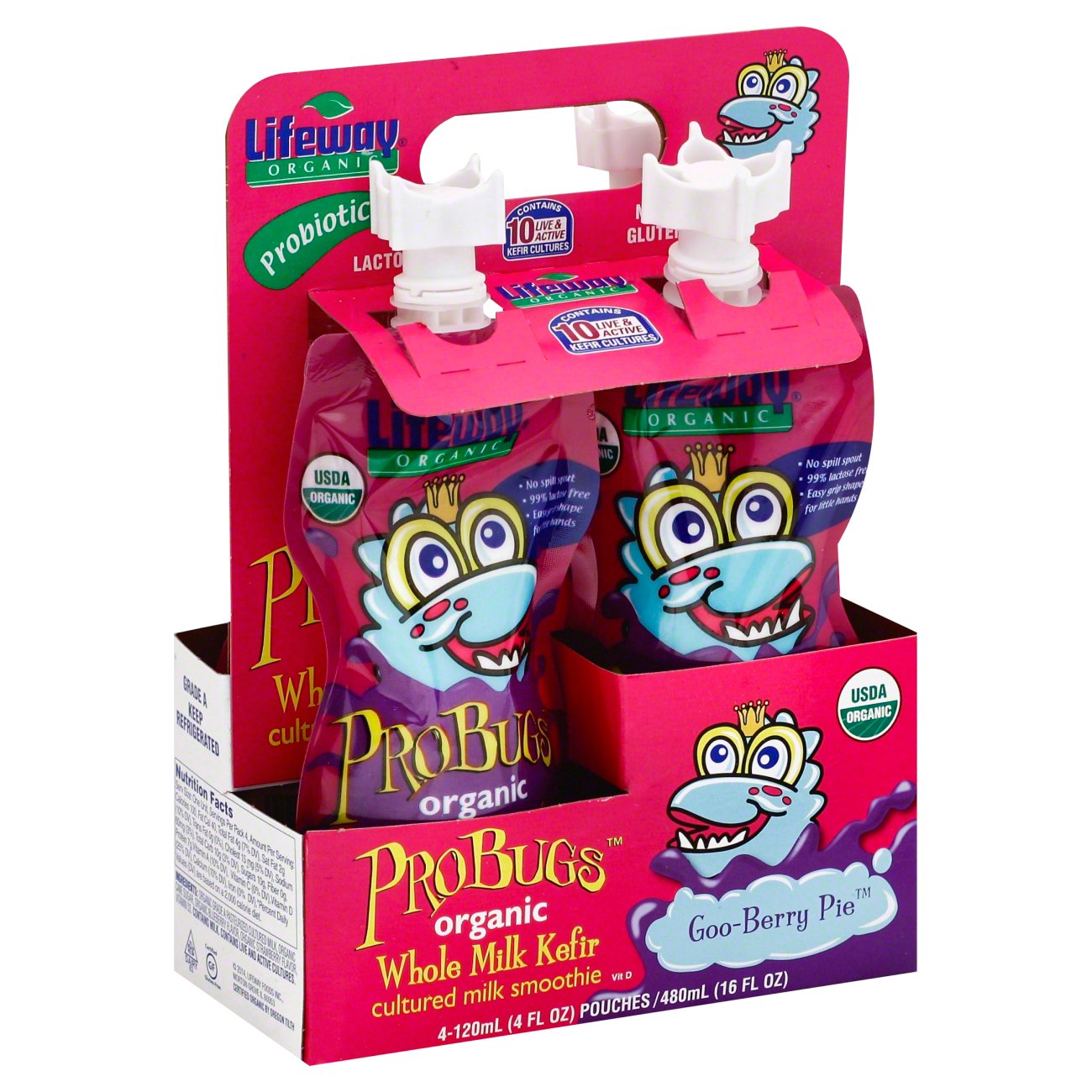 Lifeway Organic ProBugs Whole Milk Goo-Berry Pie Kefir Cultured Milk ...