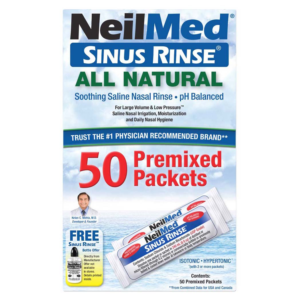 NeilMed Sinus Rinse 100 Salt Premixed Packets for Allergies & Sinus (Pack  of 2)