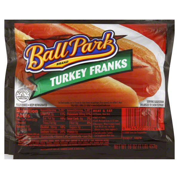 Ball Park Turkey Franks Hot Dogs