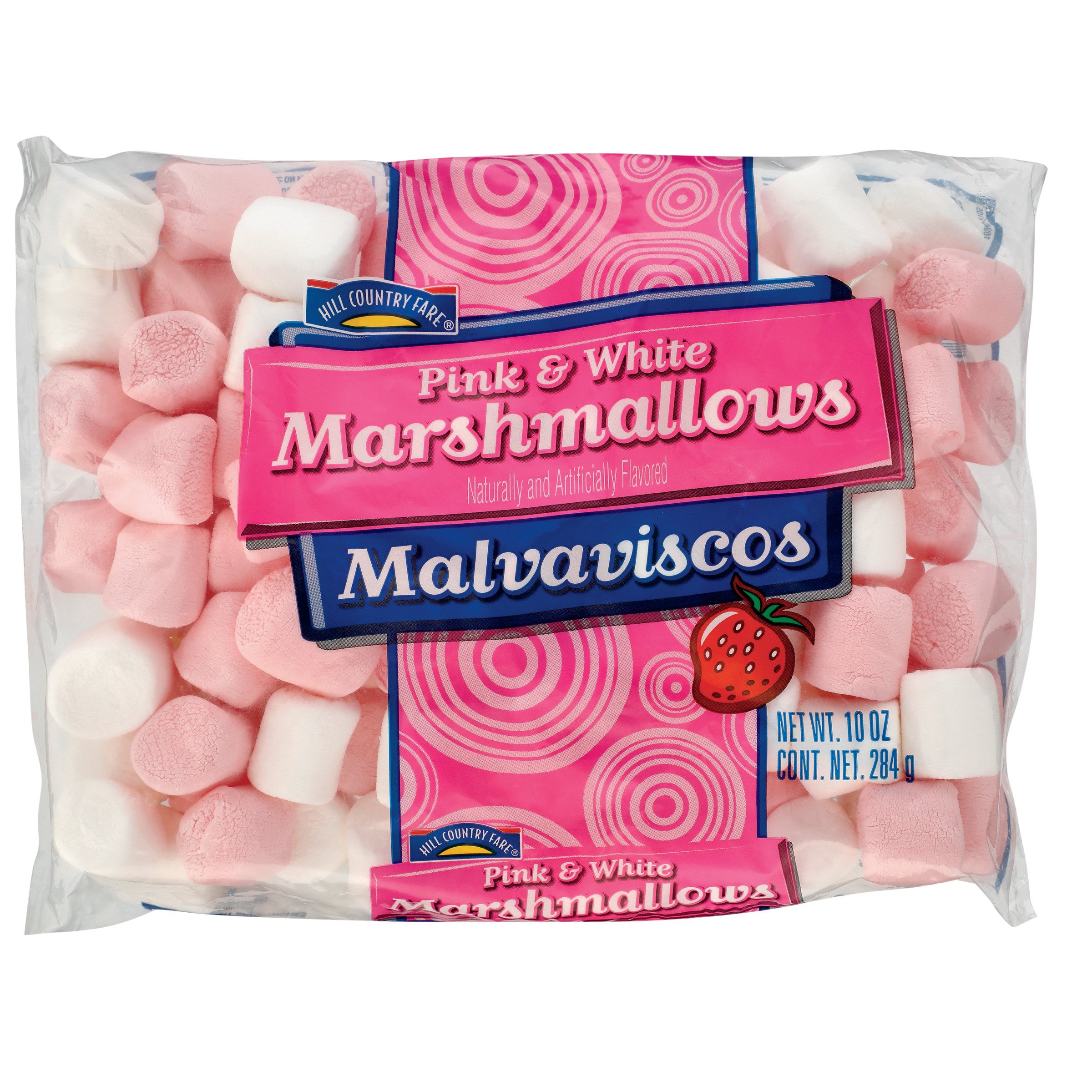 Pink and white mini marshmallows