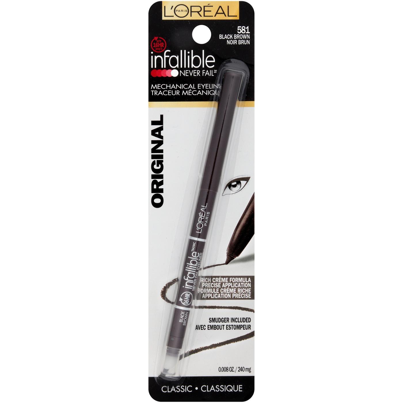 L'Oréal Paris Infallible Never Fail Pencil Eyeliner with Built in Sharpener Black Brown; image 1 of 7