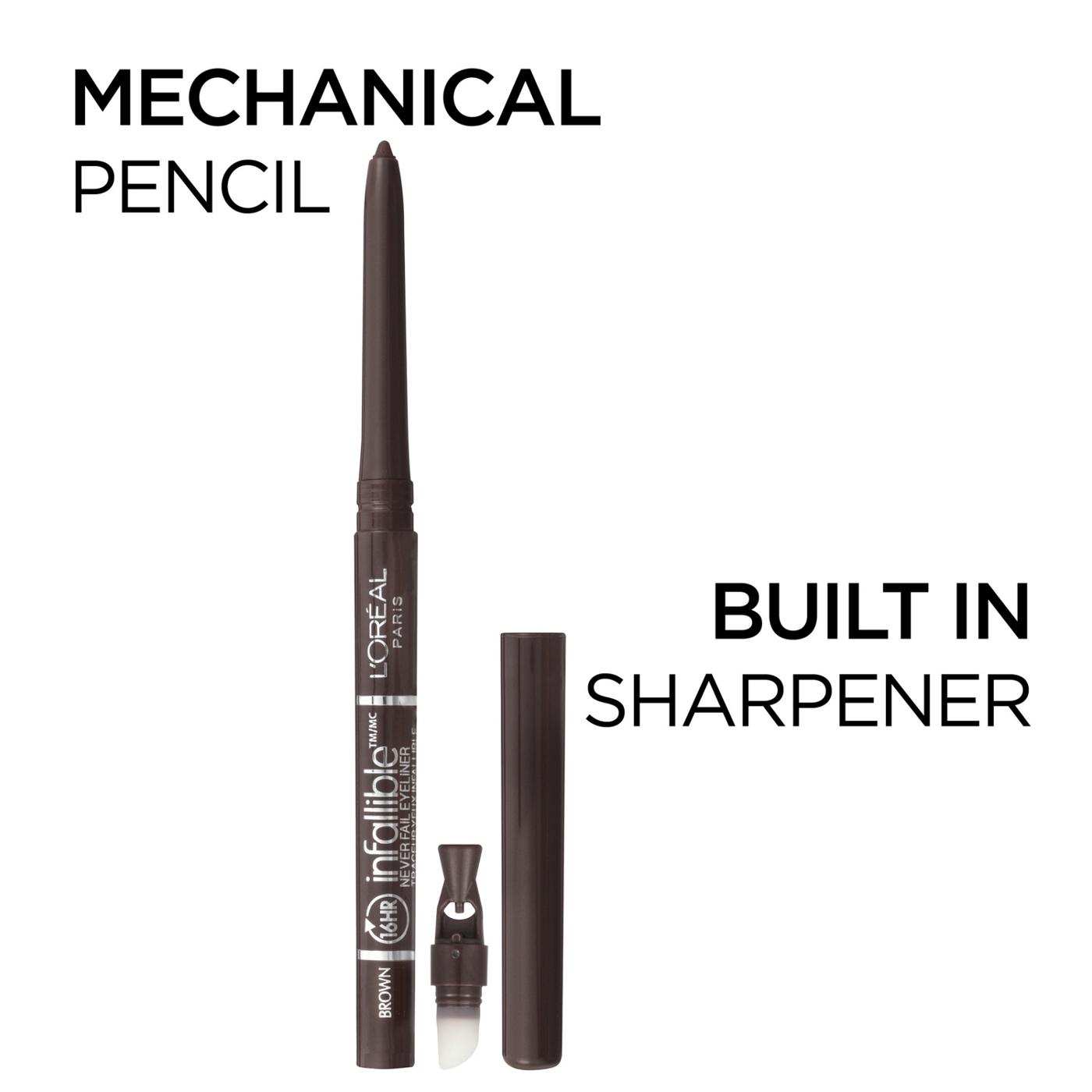 L'Oréal Paris Infallible Never Fail Pencil Eyeliner with Built in Sharpener Black Brown; image 2 of 7