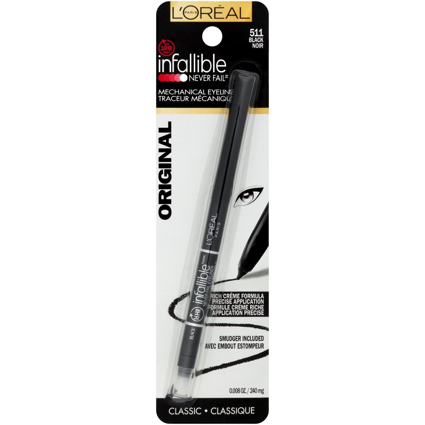 L'Oréal Paris Infallible Never Fail Pencil Eyeliner with Built in Sharpener Black; image 1 of 7