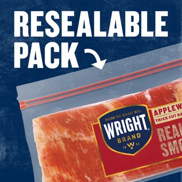 Wright Brand Applewood Real Wood Smoked Thick Cut Bacon