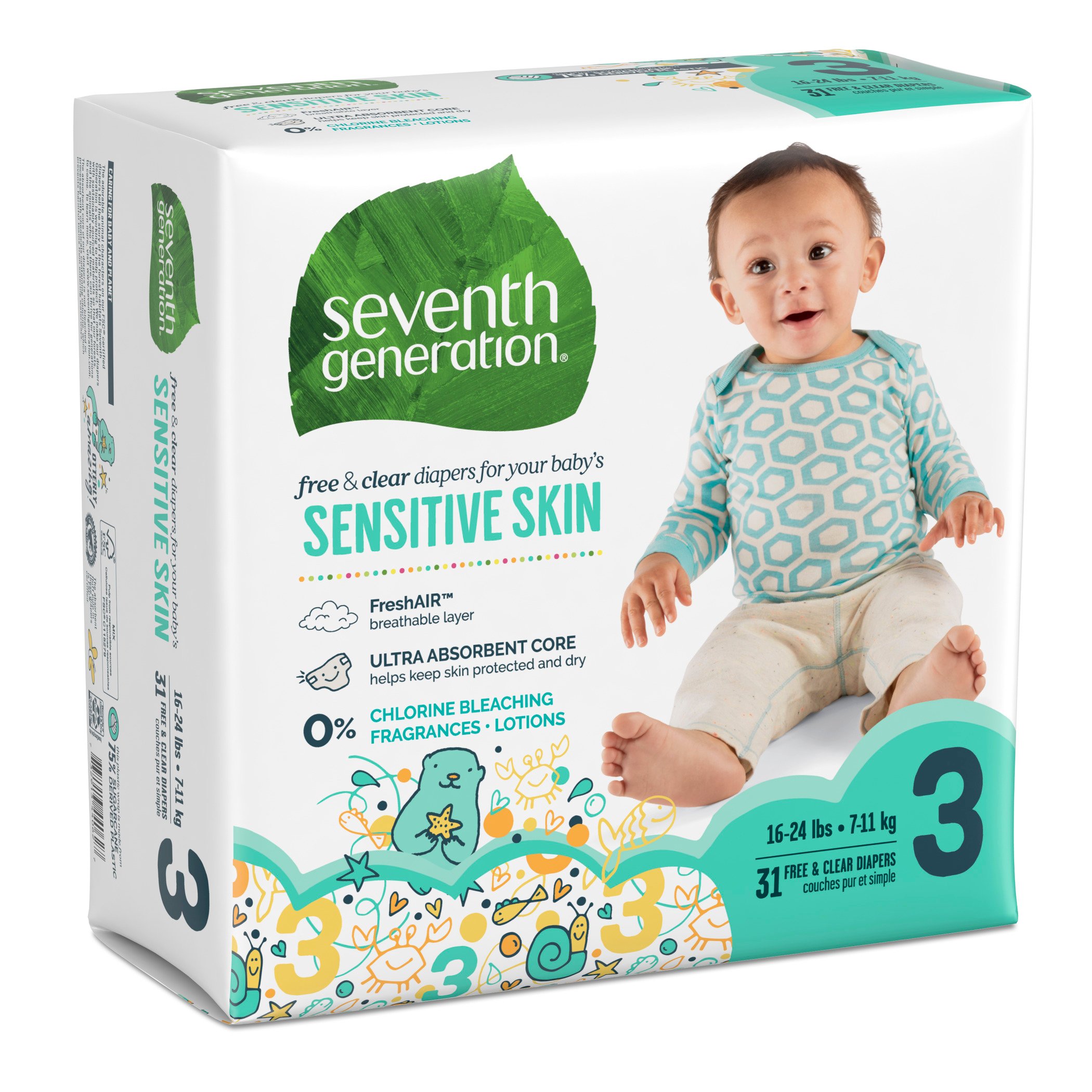 Seventh Generation Free &amp; Clear Diapers with Animal Prints 31 ct - Shop ...