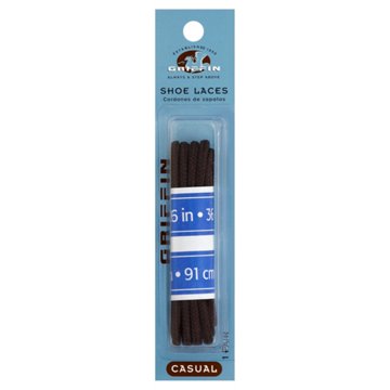 Griffin Casual Round Shoe Laces - Brown, 36"