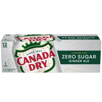 Canada Dry Zero Sugar Ginger Ale Soda 12 pk Cans, 12 oz