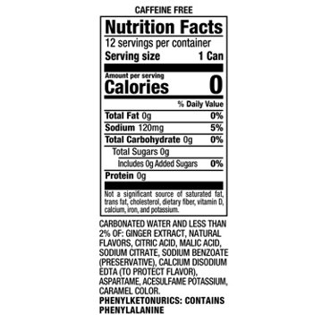 Canada Dry Zero Sugar Ginger Ale Soda 12 pk Cans, 12 oz