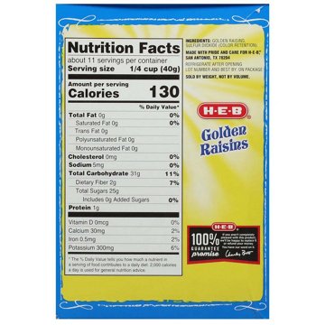 H-E-B Golden Raisins, 15 oz
