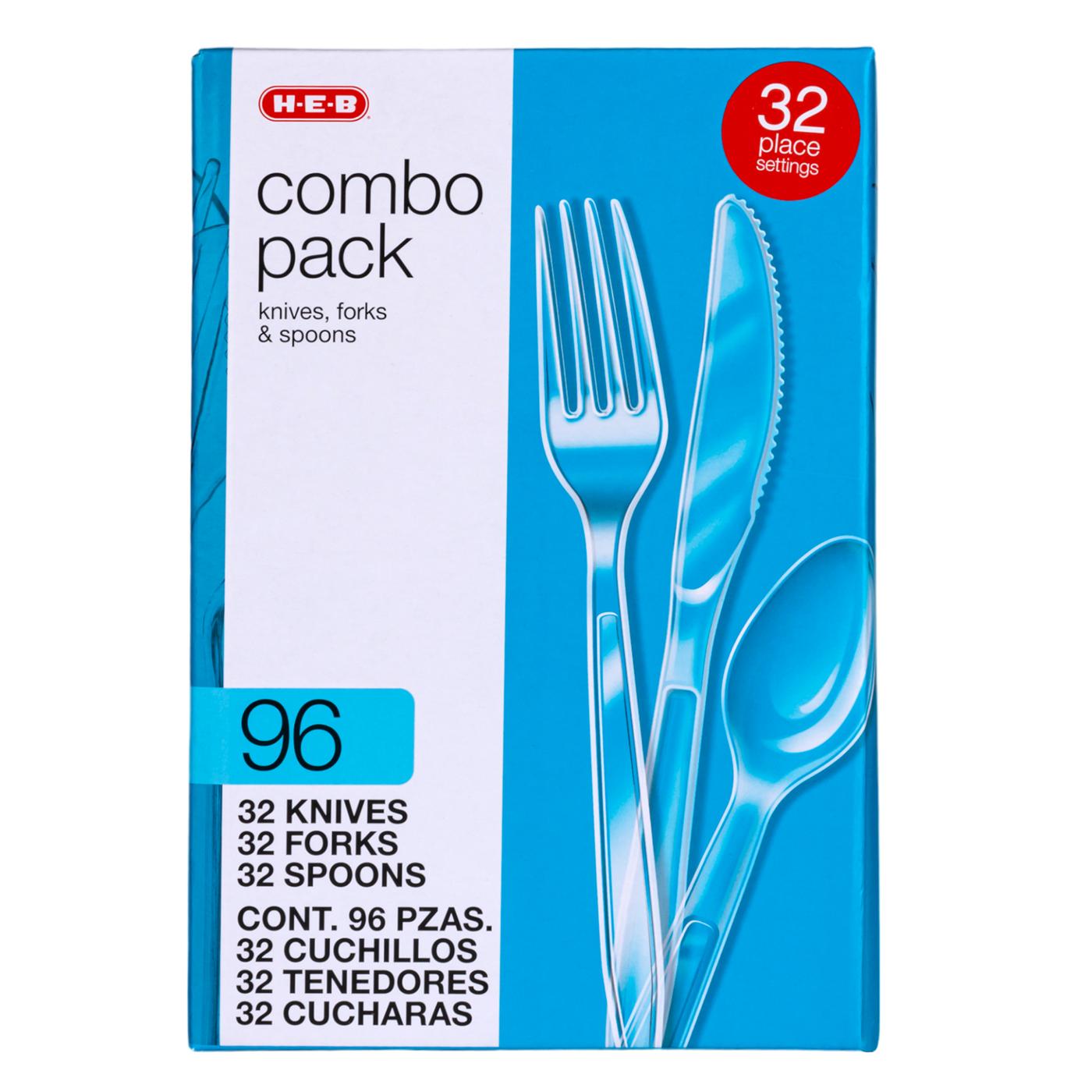 H-E-B Plastic Knives, Forks & Spoons Combo Pack - Clear; image 1 of 5