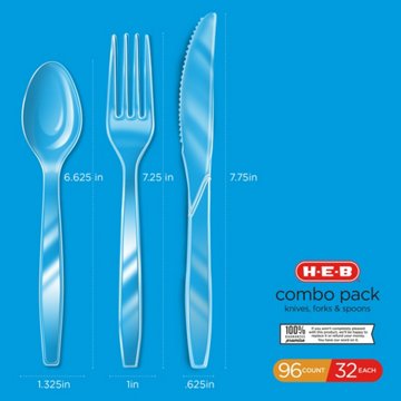 H-E-B Plastic Knives, Forks & Spoons Combo Pack - Clear, 96 ct