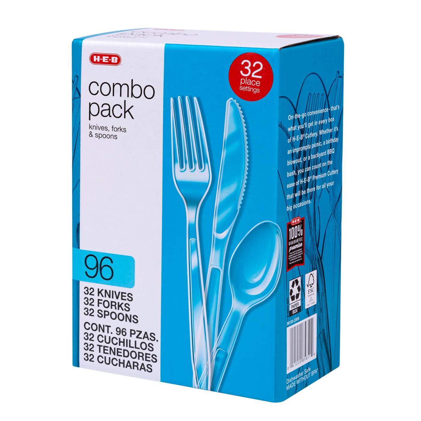 H-E-B Plastic Knives, Forks & Spoons Combo Pack - Clear; image 5 of 5