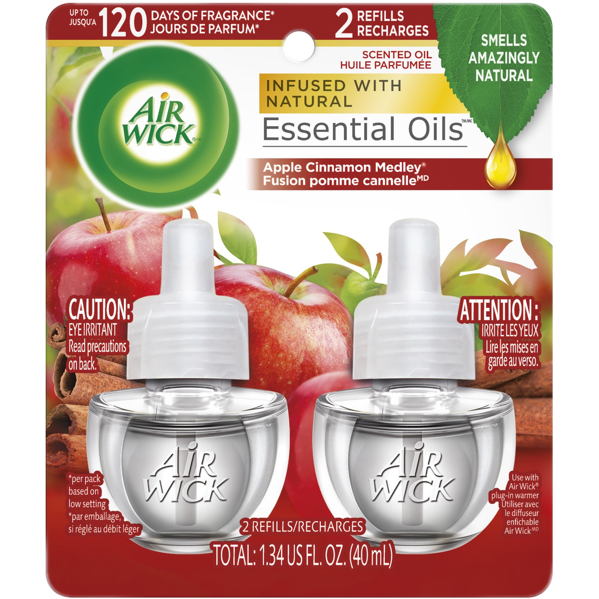 Air Wick Essential Oils Apple Cinnamon Medley Fragrance Diffuser 0.67 Fl Oz  Blister Pack, Solid & Plug-In Air Fresheners