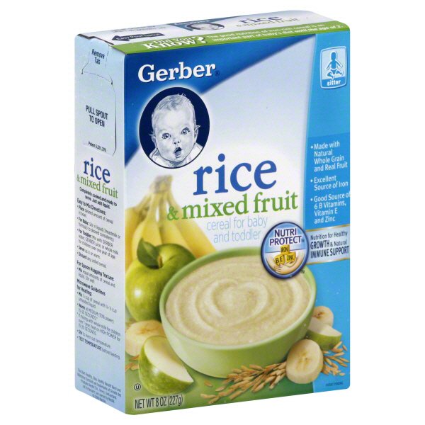 mixing baby food and cereal