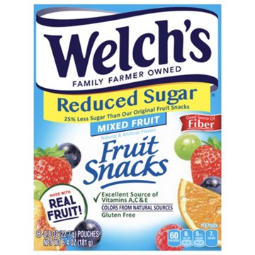 Welch's Reduced Sugar Mixed Fruit Snacks, 8 ct