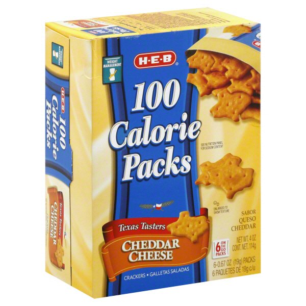 H-E-B Texas Tasters 100 Calorie Packs Cheddar Cheese Crackers - Shop ...