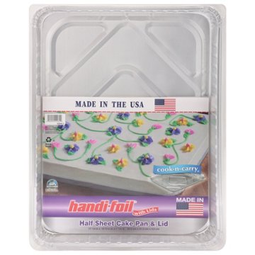 Handi-Foil Half Sheet Cake Pan & Lid, 17.1" x 12.3" x 1.25"