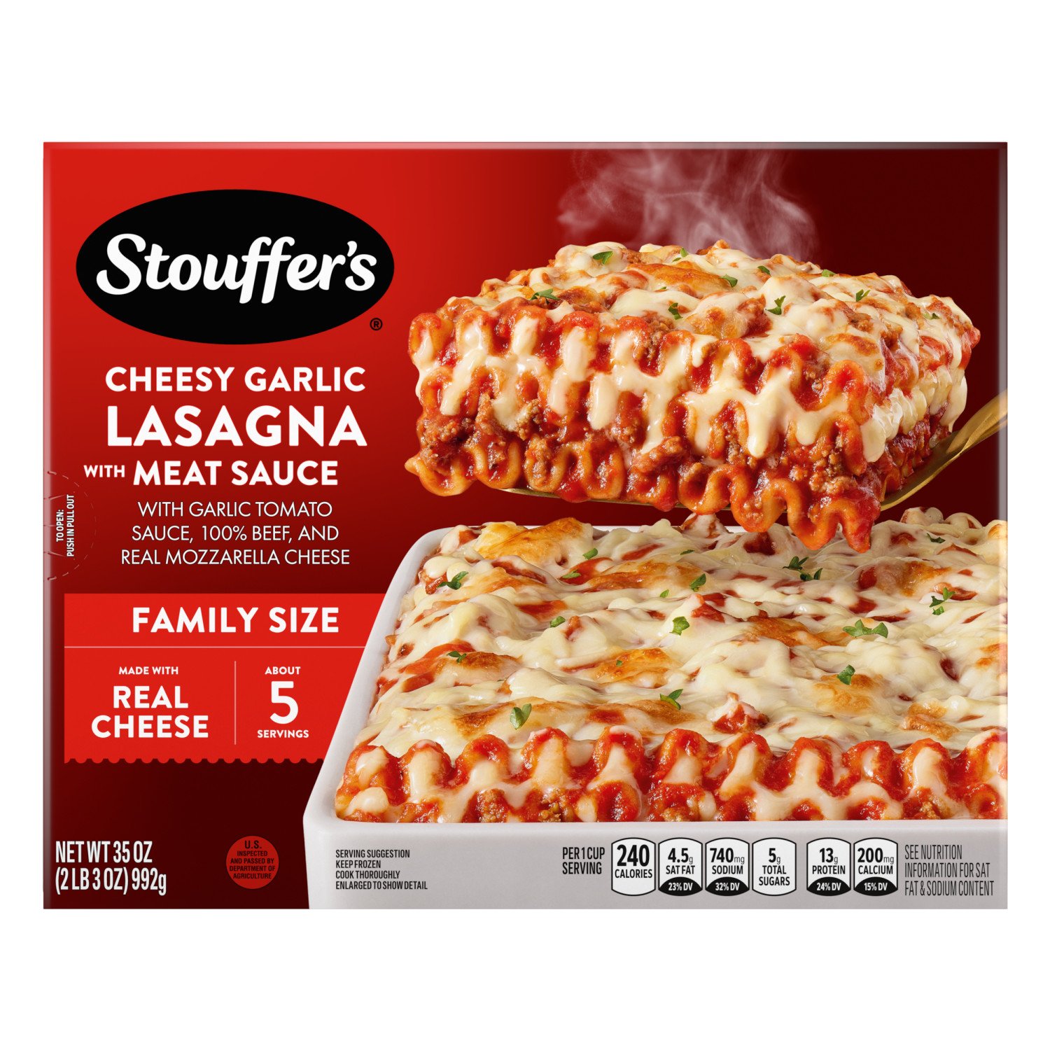 lasagna stouffer meat sauce cheesy garlic heb stouffers vee hy sides roll