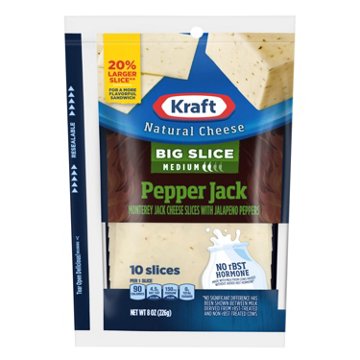 Kraft Natural Cheese Big Slice Pepper Jack Medium Cheese Slices