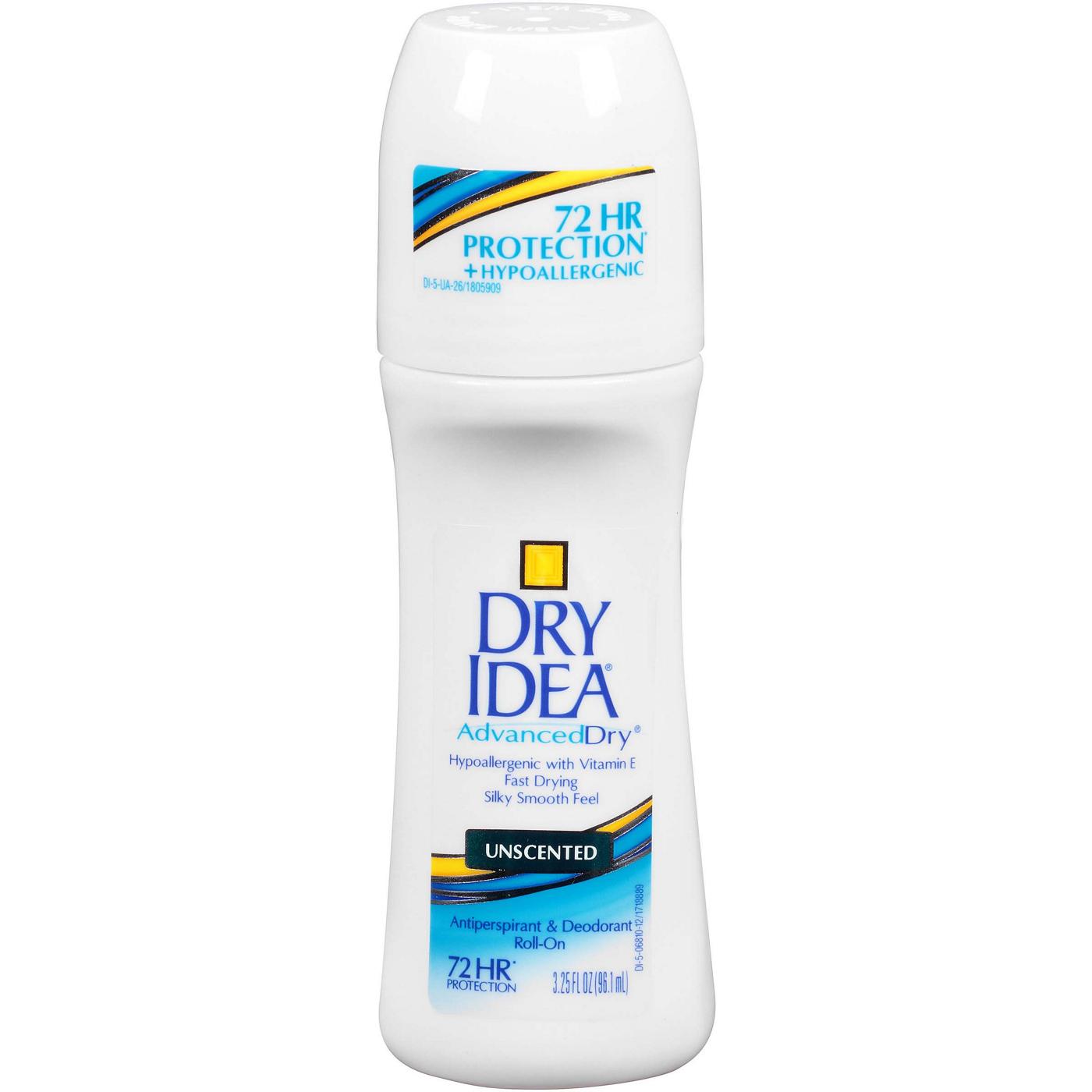 Dry Idea Antiperspirant Deodorant Roll On, Unscented; image 1 of 2