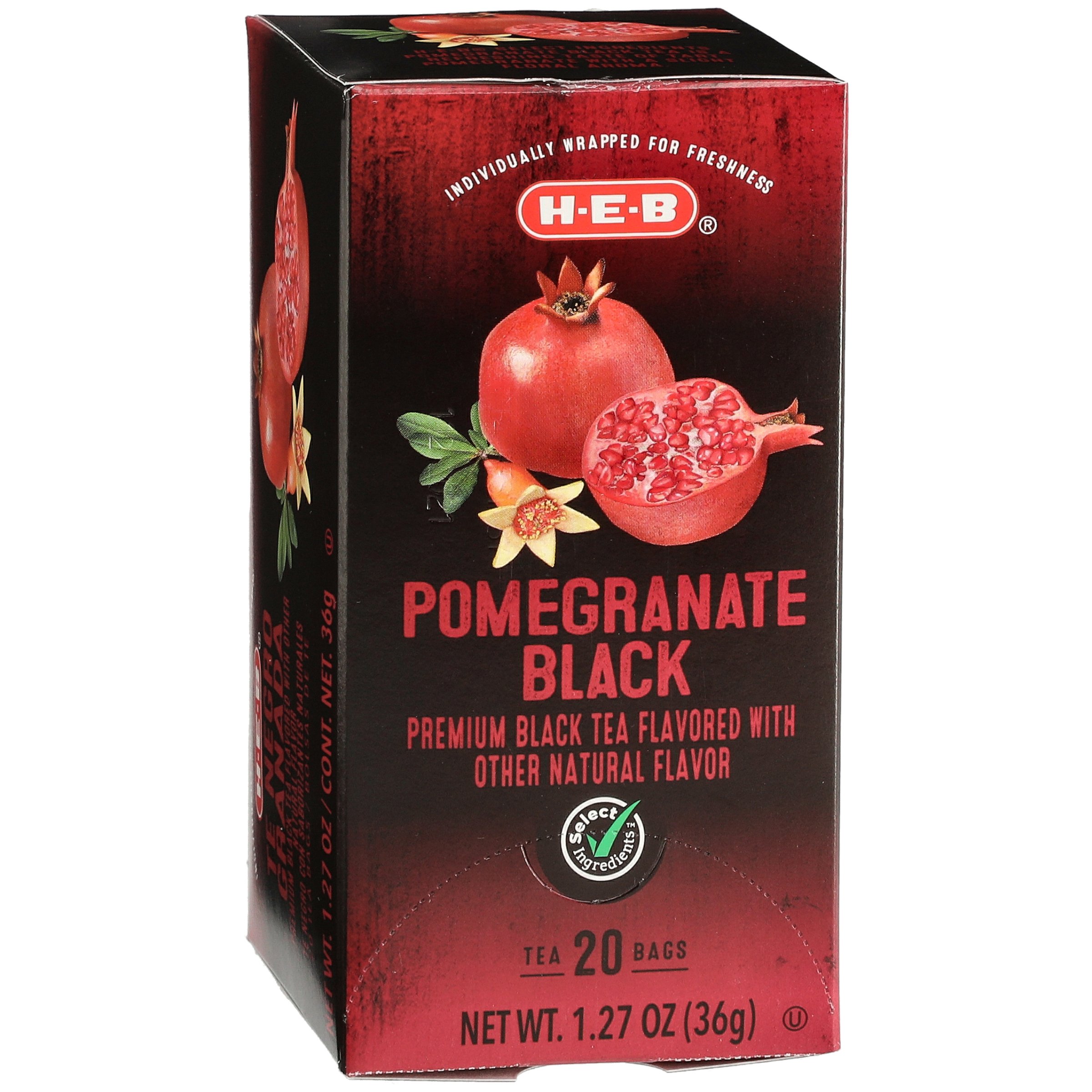 H-E-B Pomegranate Black Tea Bags, 20 ct