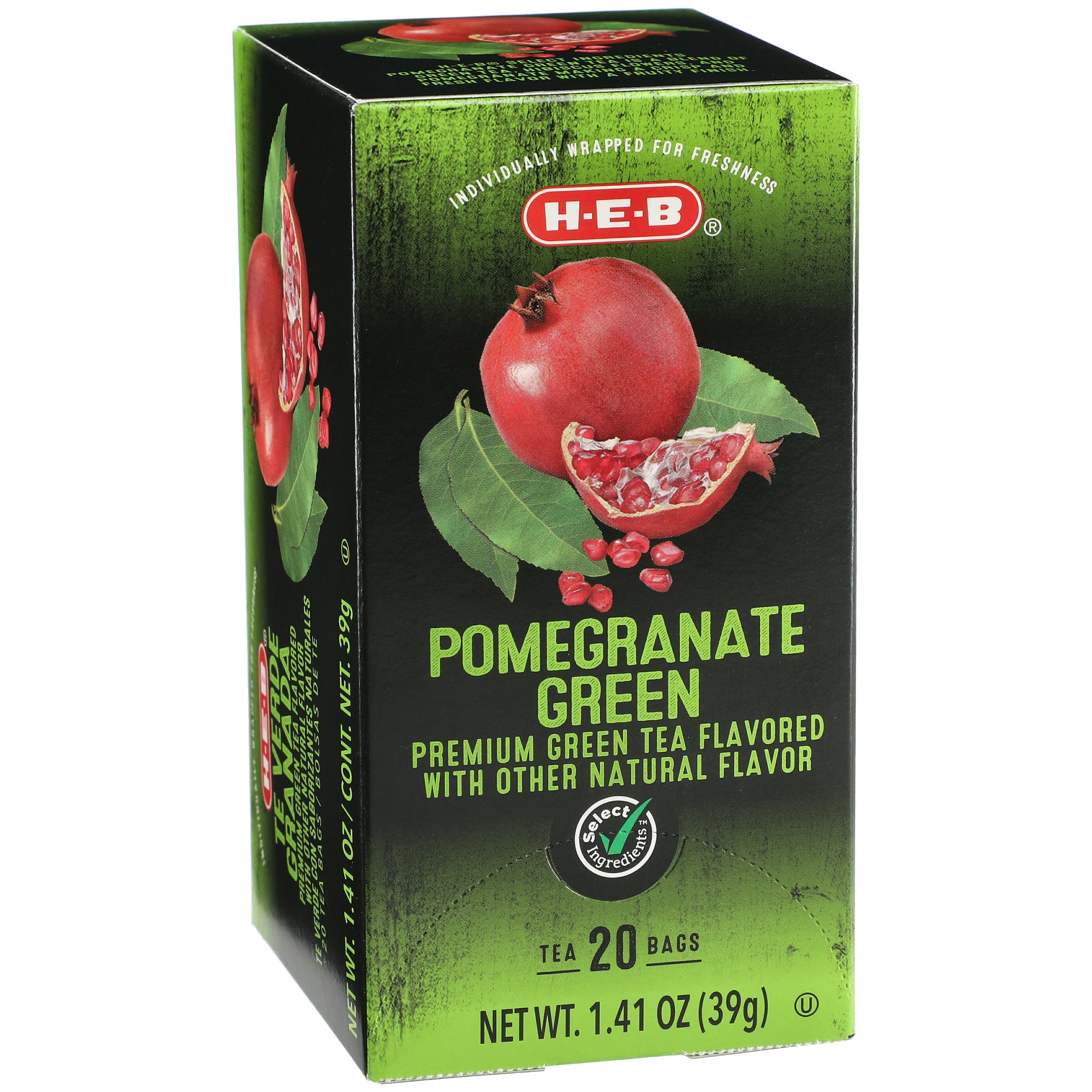 H E B Pomegranate Green Tea Bags