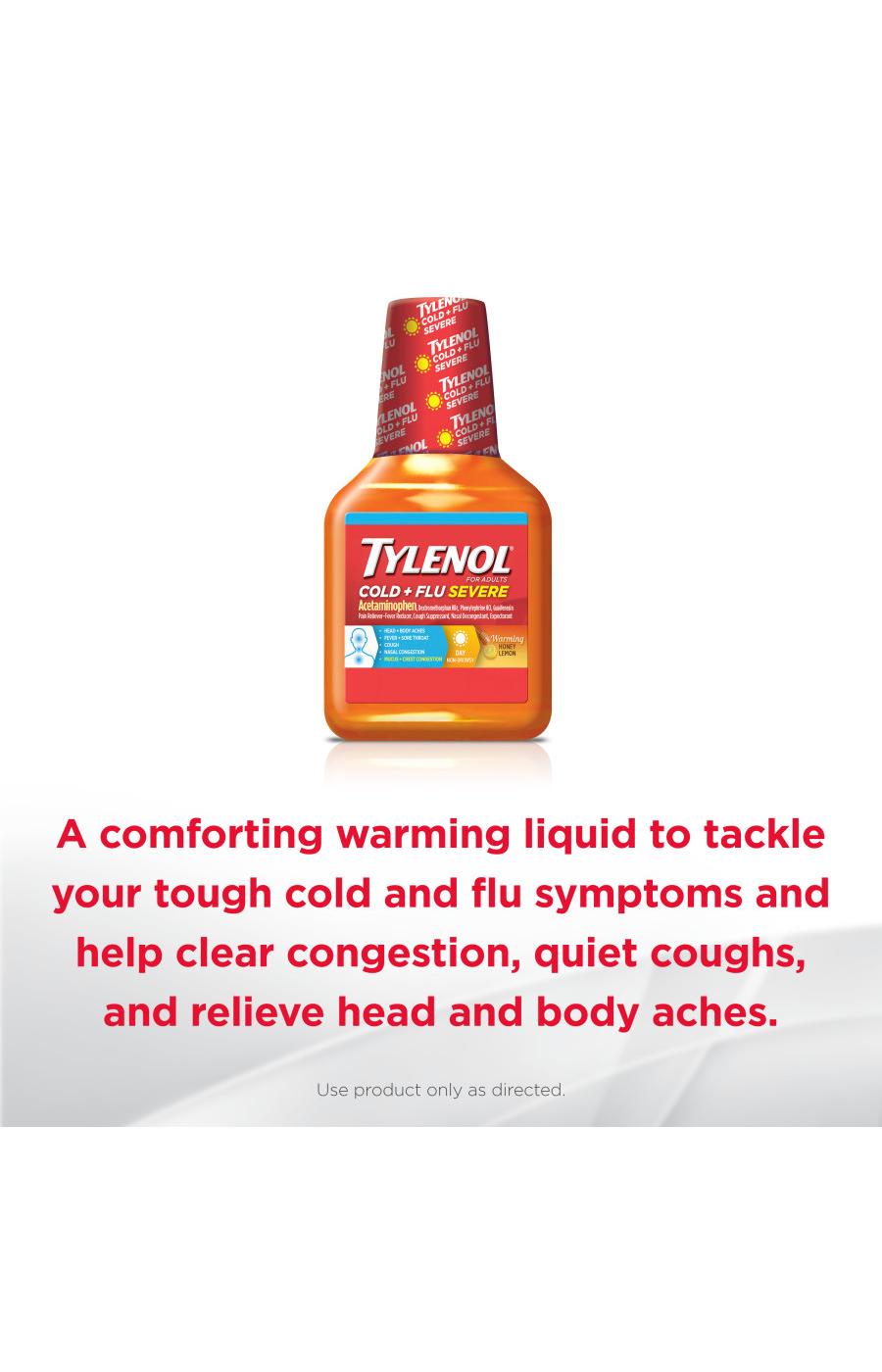Tylenol Cold + Flu Severe Daytime Liquid - Warming Honey Lemon; image 2 of 3