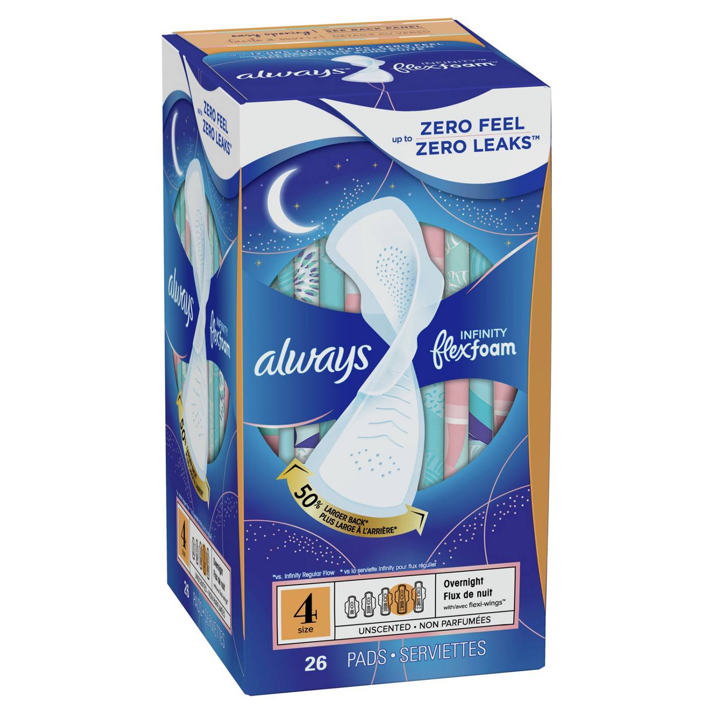 Always Infinity FlexFoam Pads for Women Size 4 Overnight - Shop