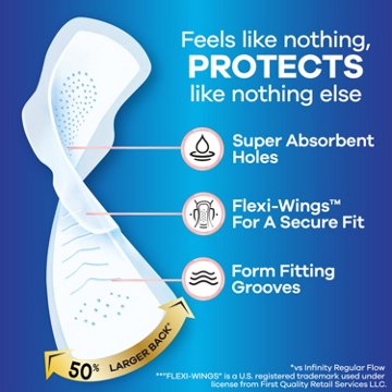 Always Infinity FlexFoam Pads Overnight Absorbency, with Wings Unscented Size 4, 26 ct