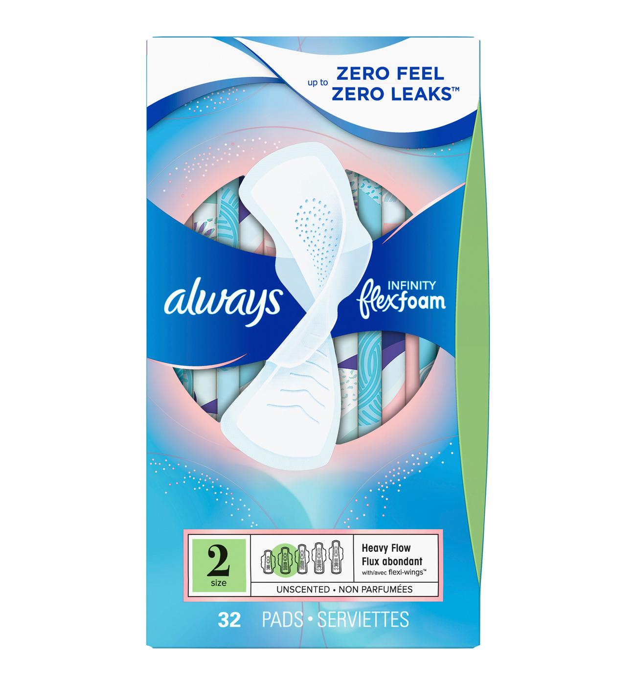 Always Infinity Flexfoam Size 2 Pads, 80 ct.