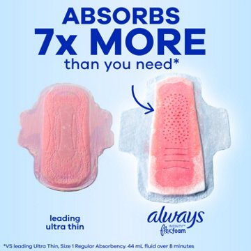 Always Infinity Feminine Pads for Women, Heavy, with wings, Unscented Size 2, 32 ct