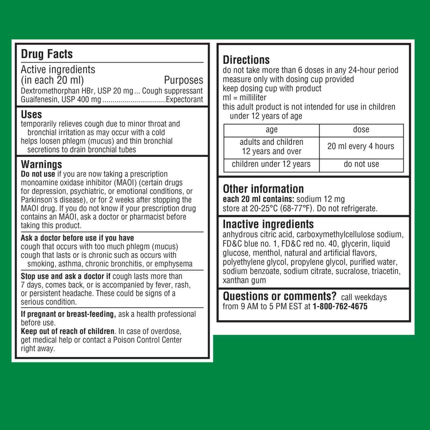Robitussin Max Strength Cough + Chest Congestion DM - Raspberry; image 3 of 8
