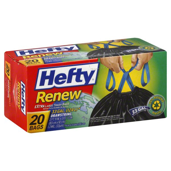 Hefty Renew Extra Large 33 Gallon Drawstring Trash Bags Shop Trash