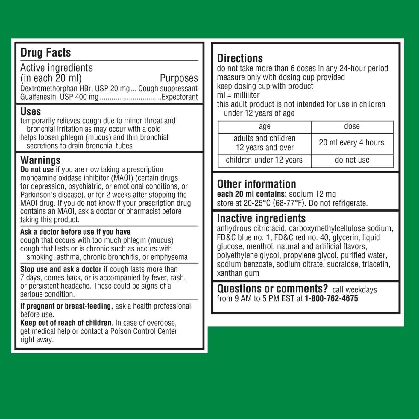 Robitussin Max Strength Cough + Chest Congestion DM - Raspberry; image 5 of 8