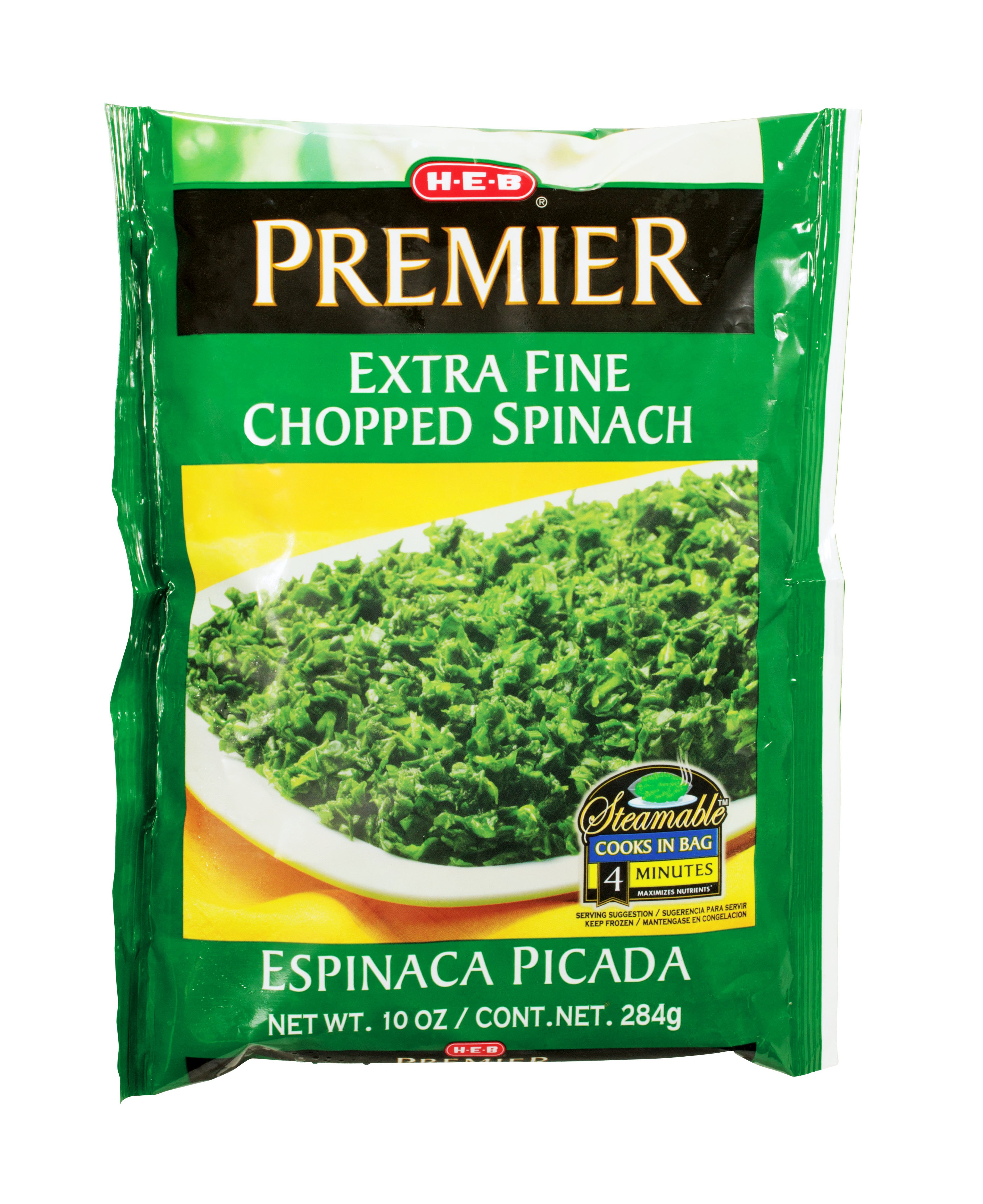 H-E-B Premier Steamable Extra Fine Chopped Spinach - Shop Leafy Greens ...