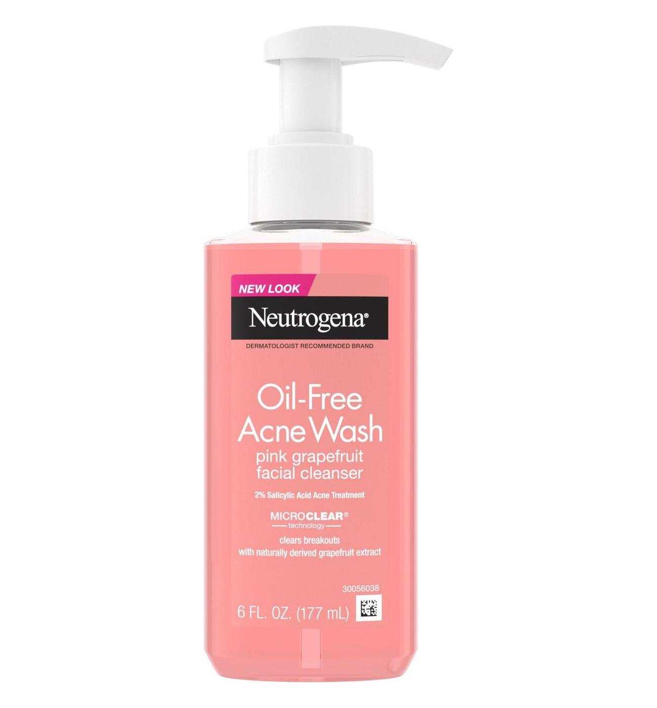 Neutrogena Oil-Free Acne Facial Pink Grapefruit Cleanser; image 1 of 8