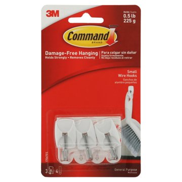 Command Small Wire Hooks - White, 3 pk