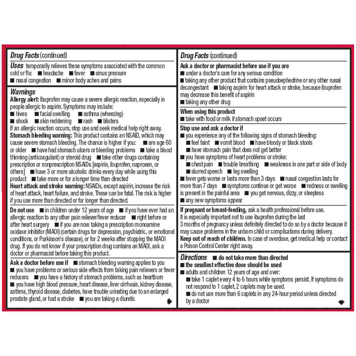 Advil Cold & Sinus Ibuprofen Nasal Decongestant Coated Caplets; image 3 of 3