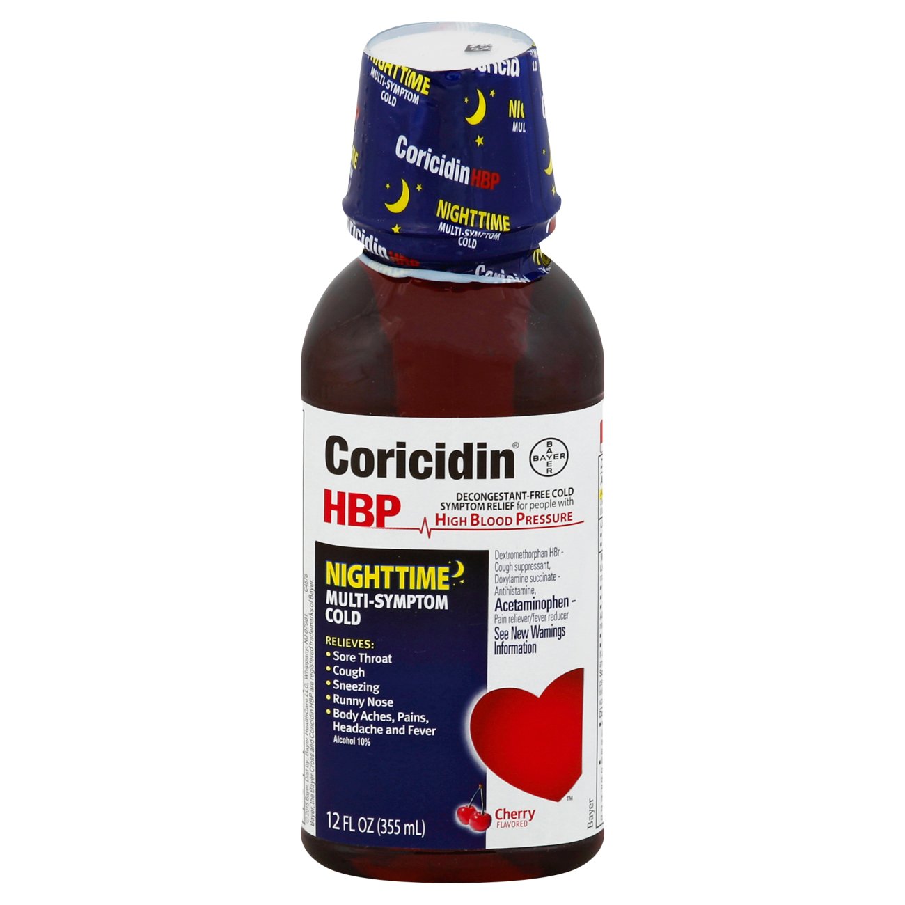 Coricidin Hbp Night Time Multi Symptom Cold Cherry Liquid Shop Cough Cold And Flu At H E B 0007