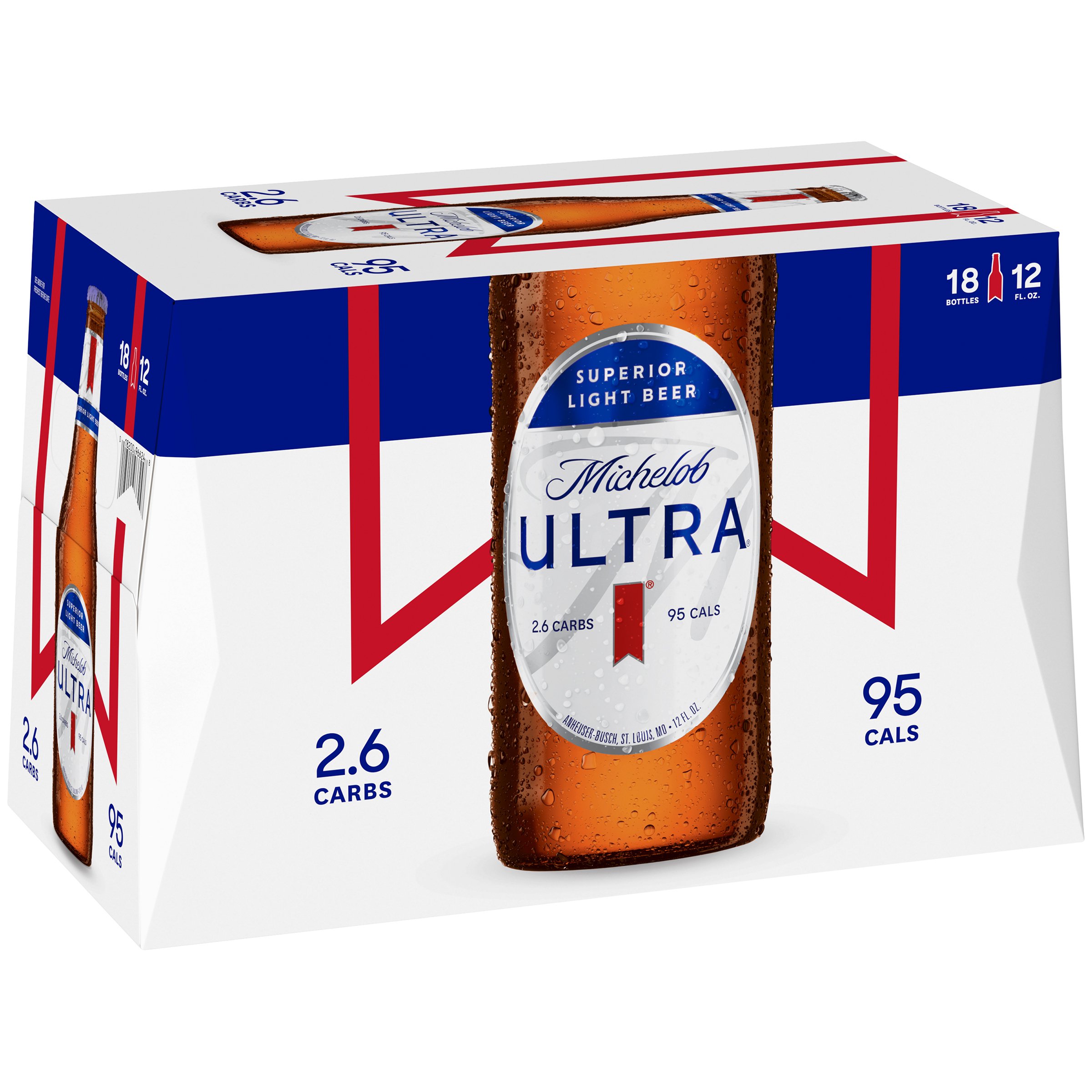 Michelob Ultra Beer, Superior Light, 18 Pack - 18 pack, 12 fl oz slim cans