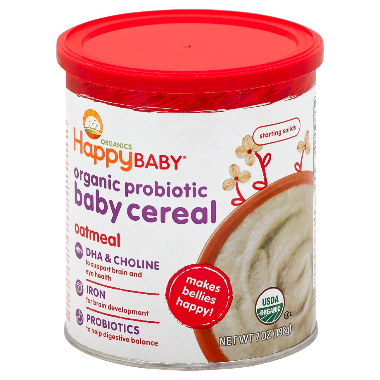 happy baby organic probiotic baby cereal with choline oatmeal