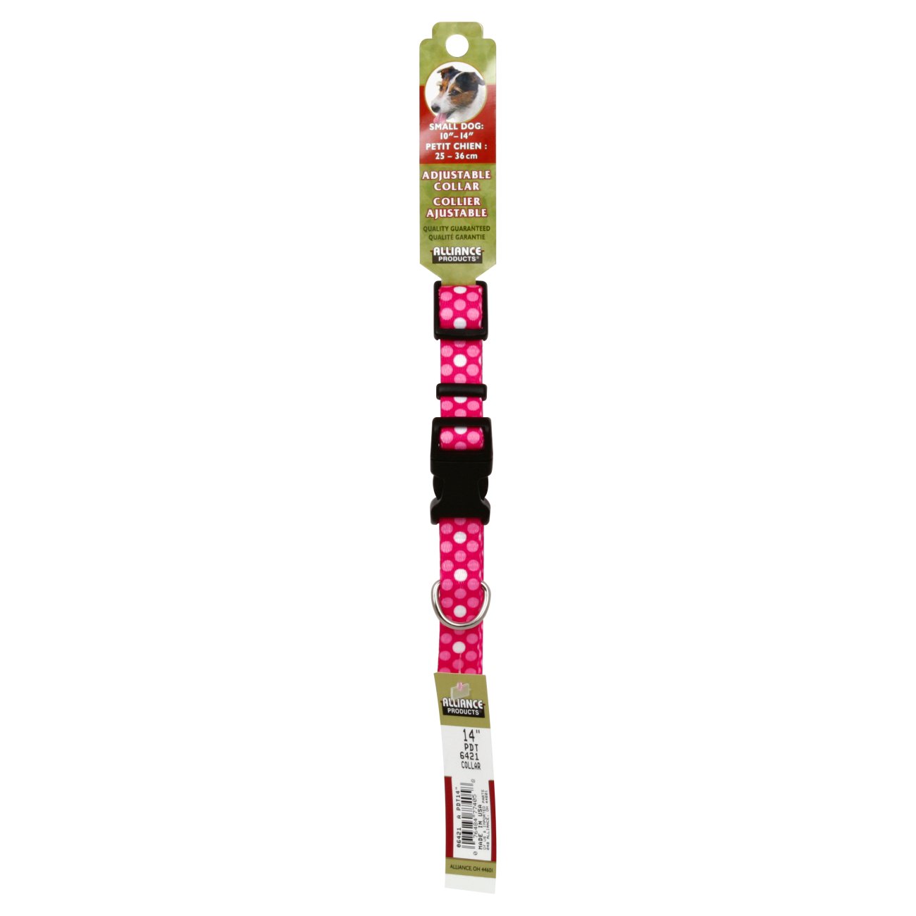 Coastal Pet Products Pink Polka Dot 1014" Small Adjustable Dog Collar