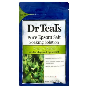 Dr Teal's Epsom Salt Soaking Solution Relax & Relief with Eucalyptus & Spearmint, 3 lb.