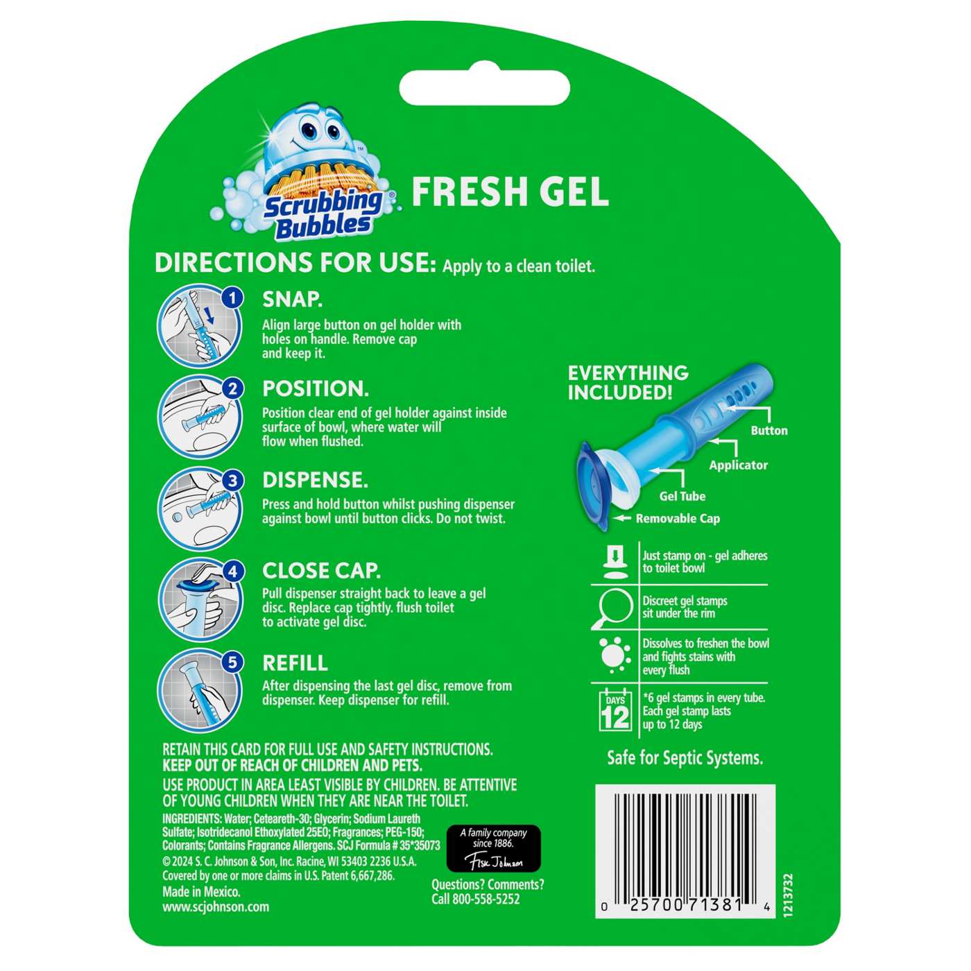 Scrubbing Bubbles Fresh Gel Toilet Cleaning Stamp, Rainshower Dispenser with 6 Gel Stamps; image 6 of 8