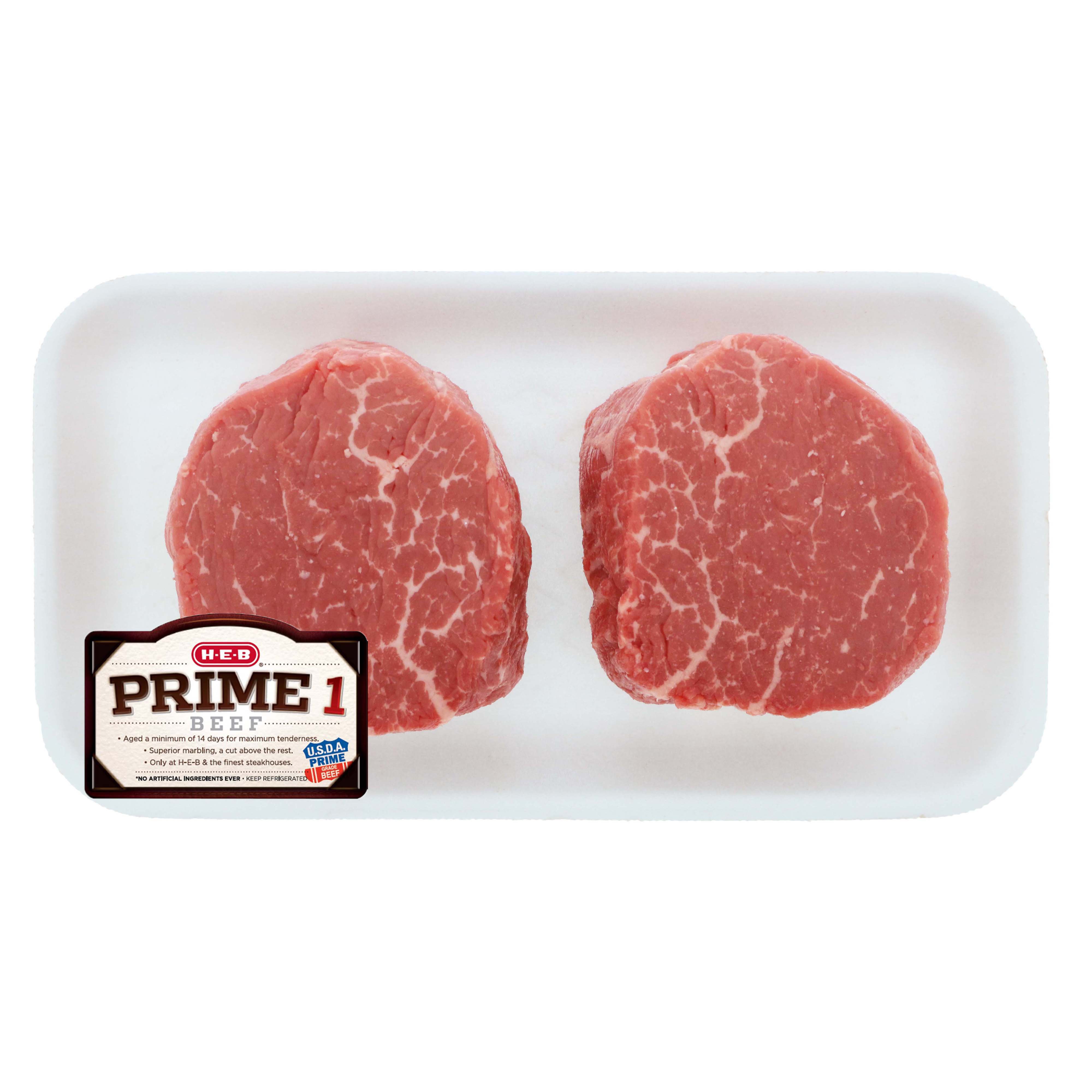 H-E-B Prime 1 Beef Boneless Tenderloin Steaks, Thick Cut - Shop Beef At ...