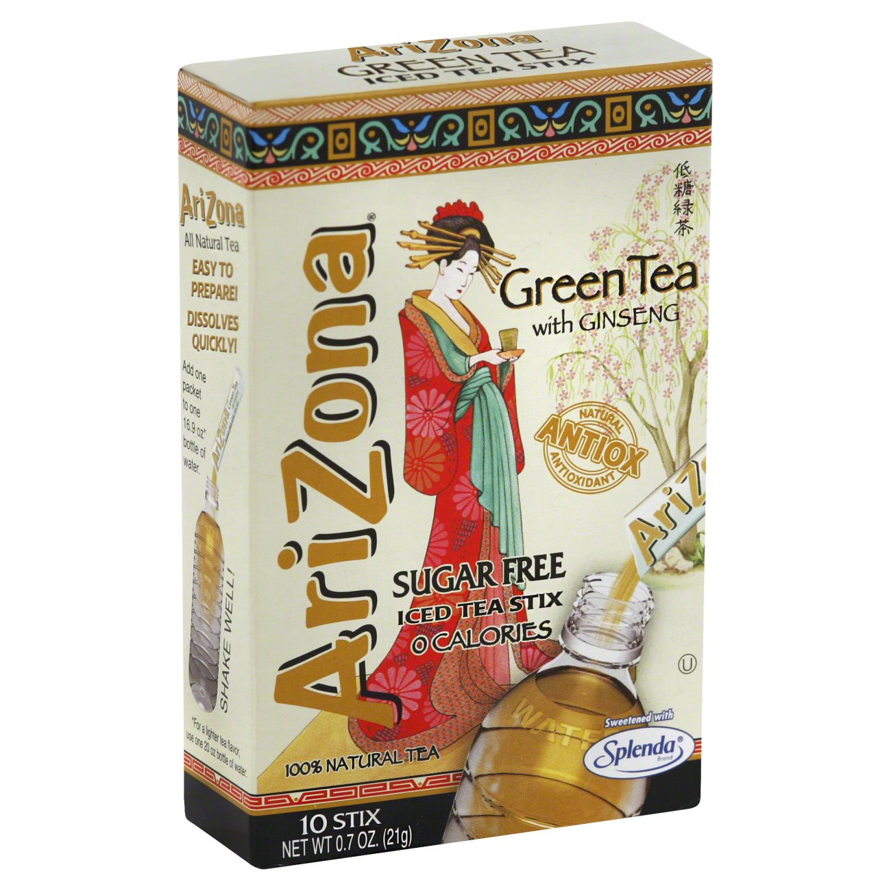 Arizona Sugar Free Green Tea With Ginseng Iced Tea Stix Shop Tea at HEB