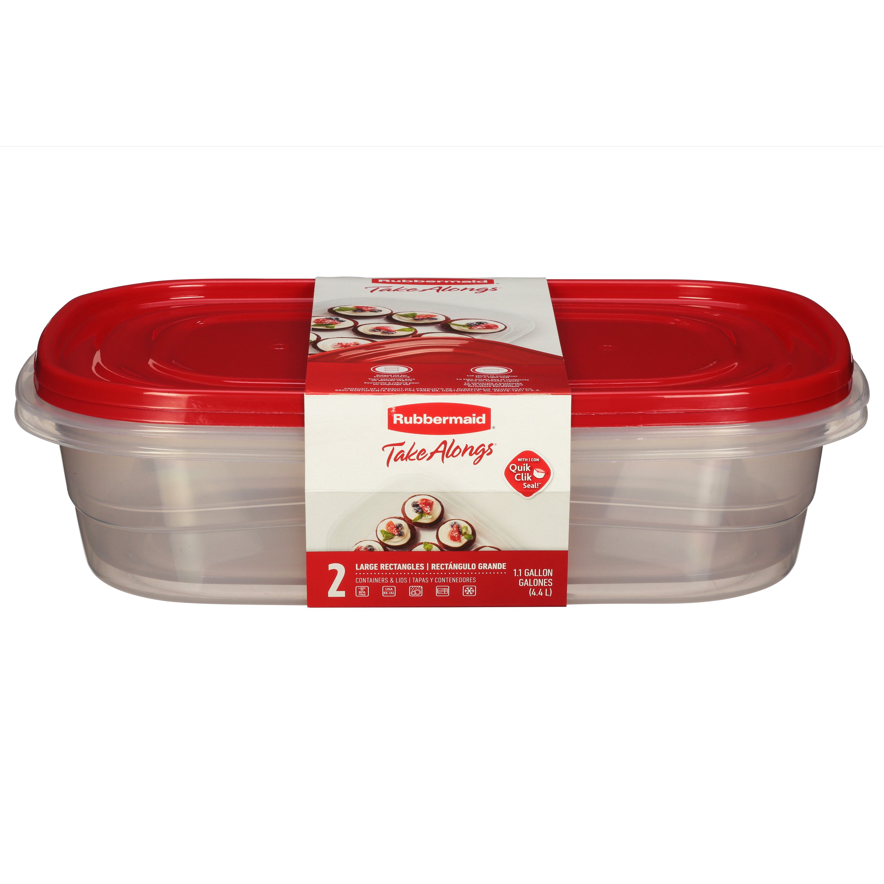 Rubbermaid TakeAlongs 1.1-Gallon Large Rectangle Containers, 2