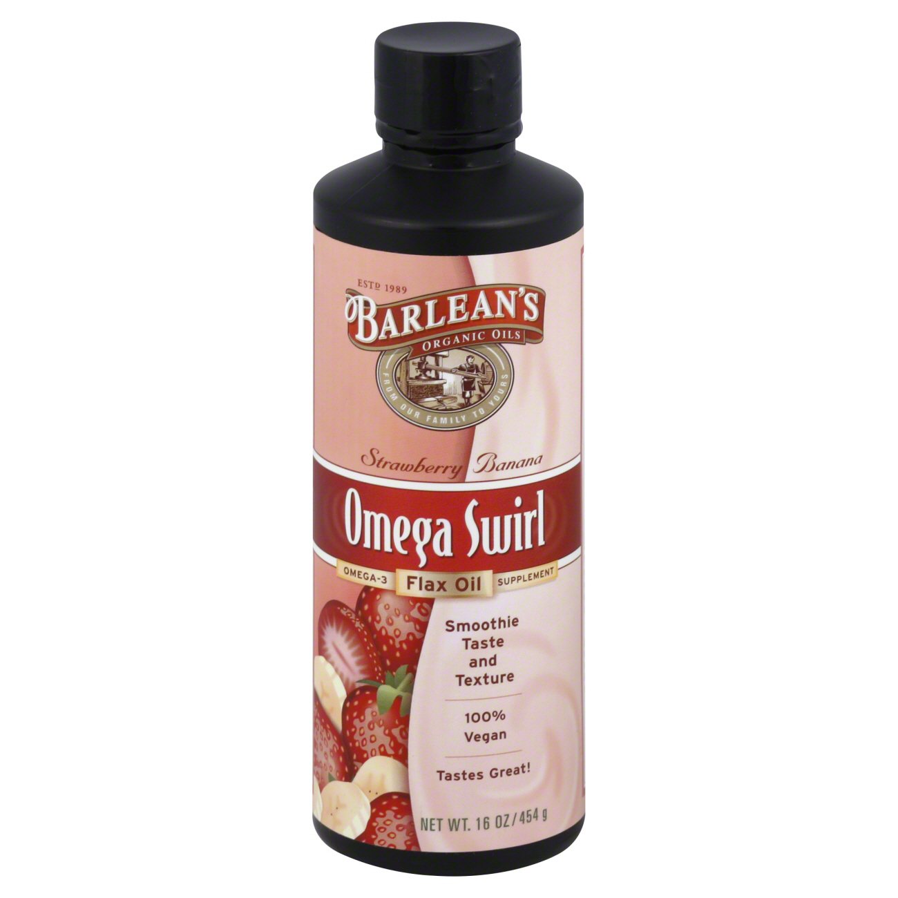 Barlean's Organic Oils Strawberry Banana Omega Swirl Flax Oil Shop Diet & Fitness at HEB